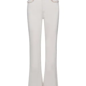 Casual stretch twill trouser w/Ribbon Ecry
