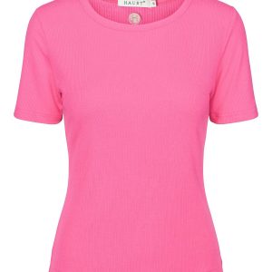 Ribbed short sleeved top Fuchsia