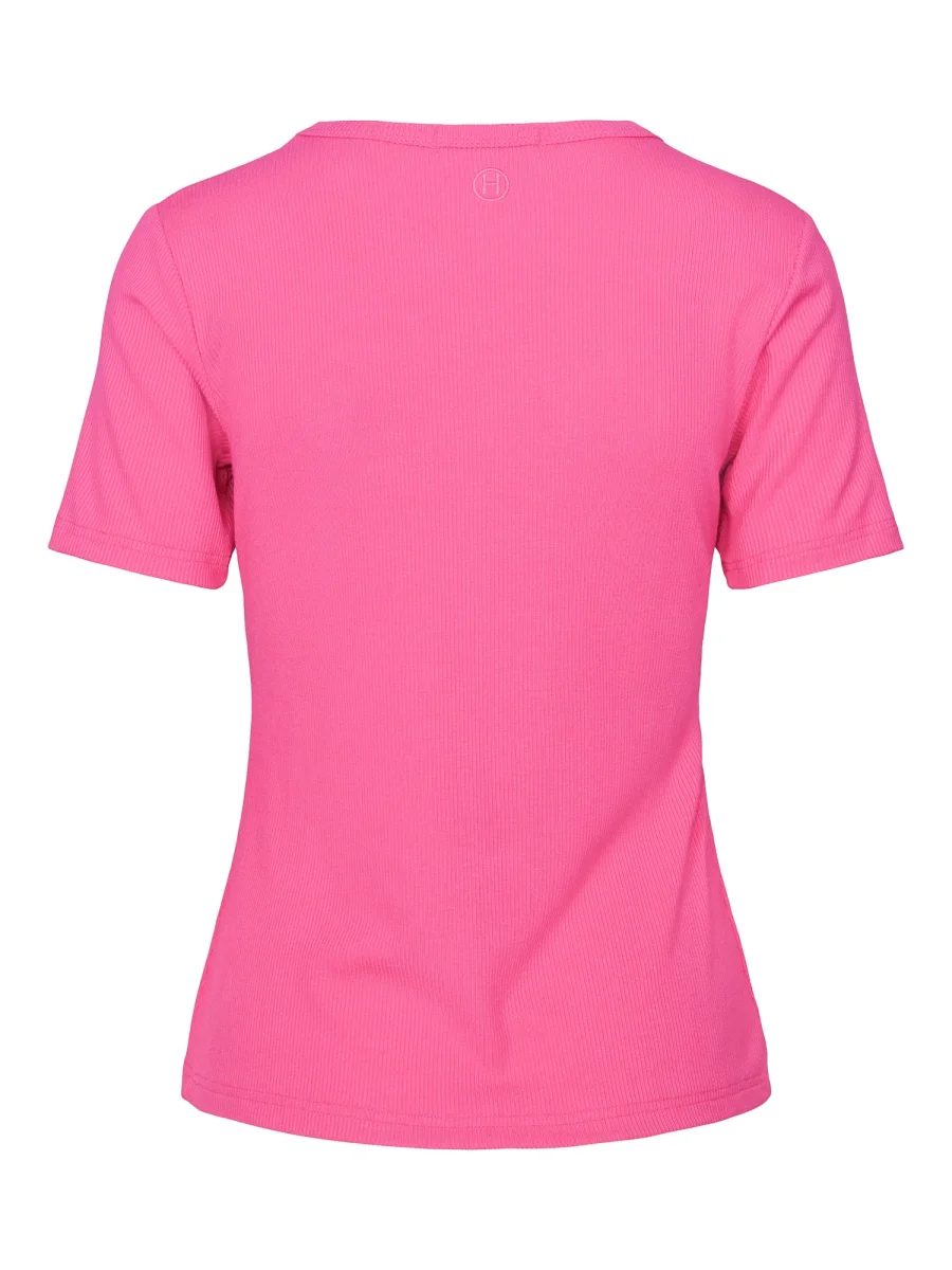 Ribbed short sleeved top Fuchsia - Image 3