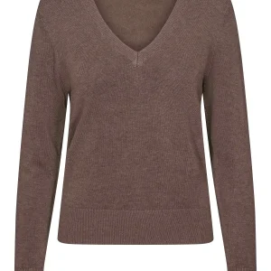 Knitted V-neck pullover Brown Mel.