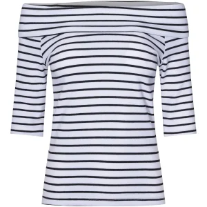Off-shoulder striped top Black