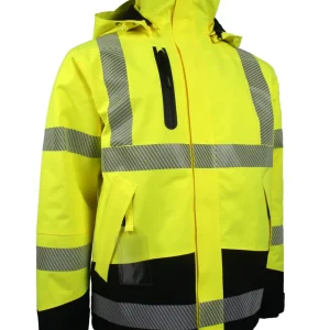 Hi-Vis pustende vinterregnjakke i 4-veis stretch, unisex, 4WS-9097, Lyngsøe
