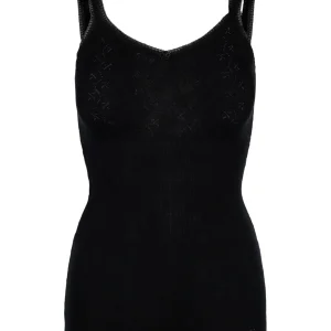 Vintage Lace - String Top - Merinosilk Svart